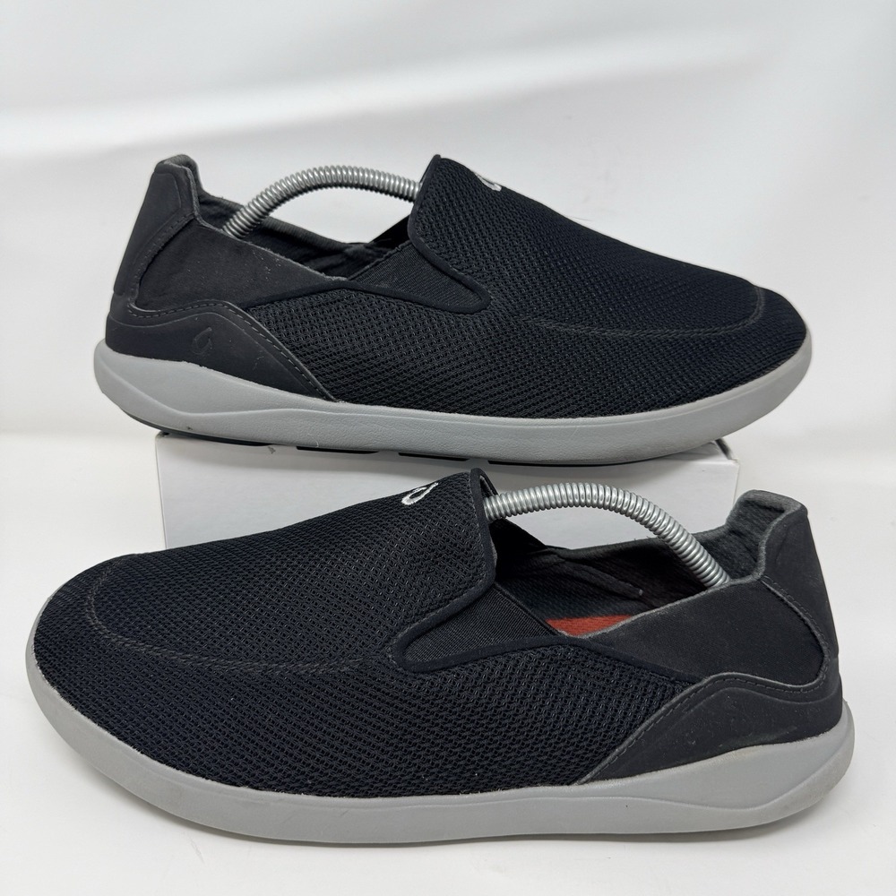 OluKai‎ Nohea Pae Mens Casual Slip On Loafers Shoes Sneakers Size 12 Black Gray